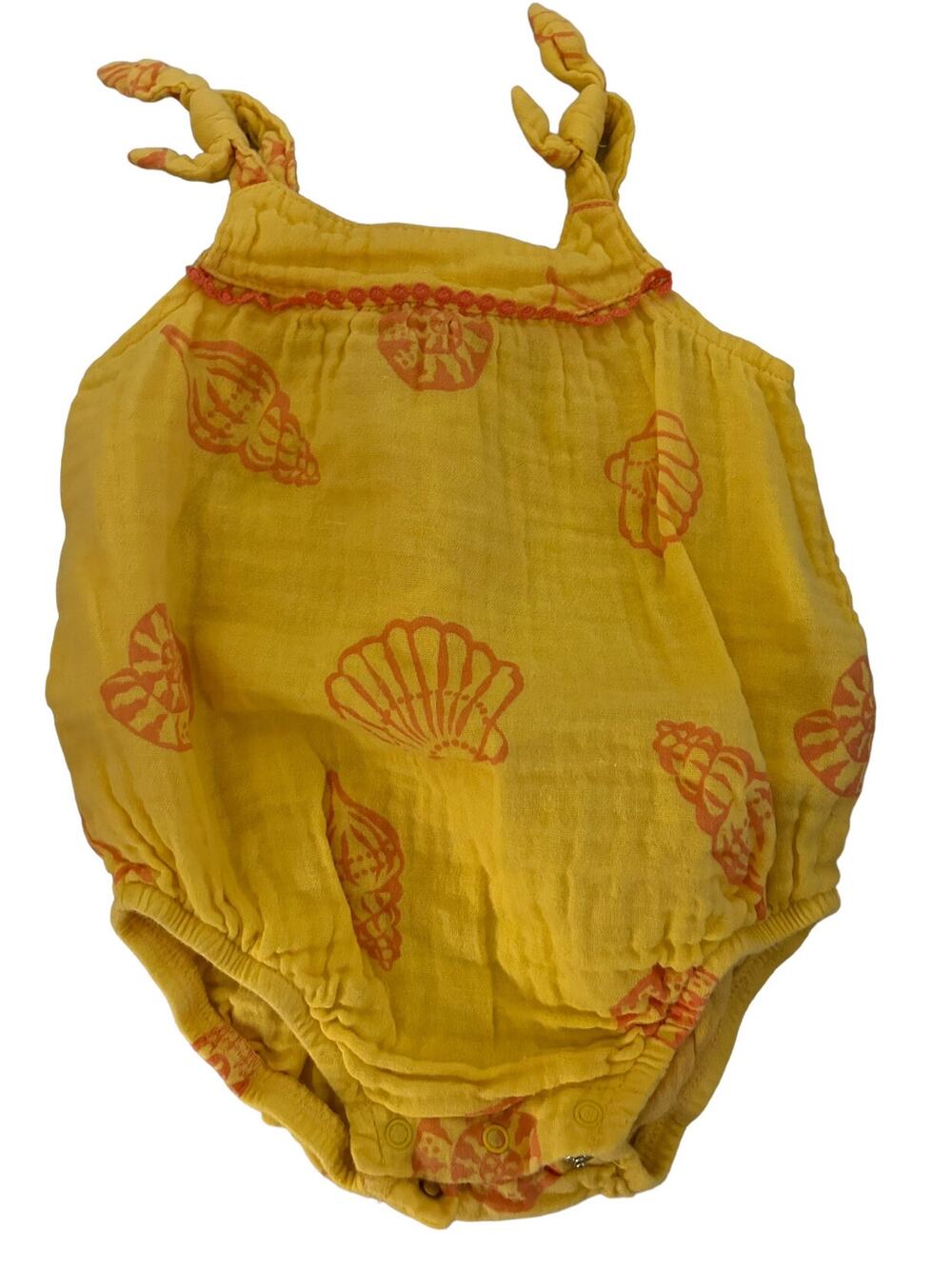 Curious By Peek Yellow Muslin Romper size 6-9m